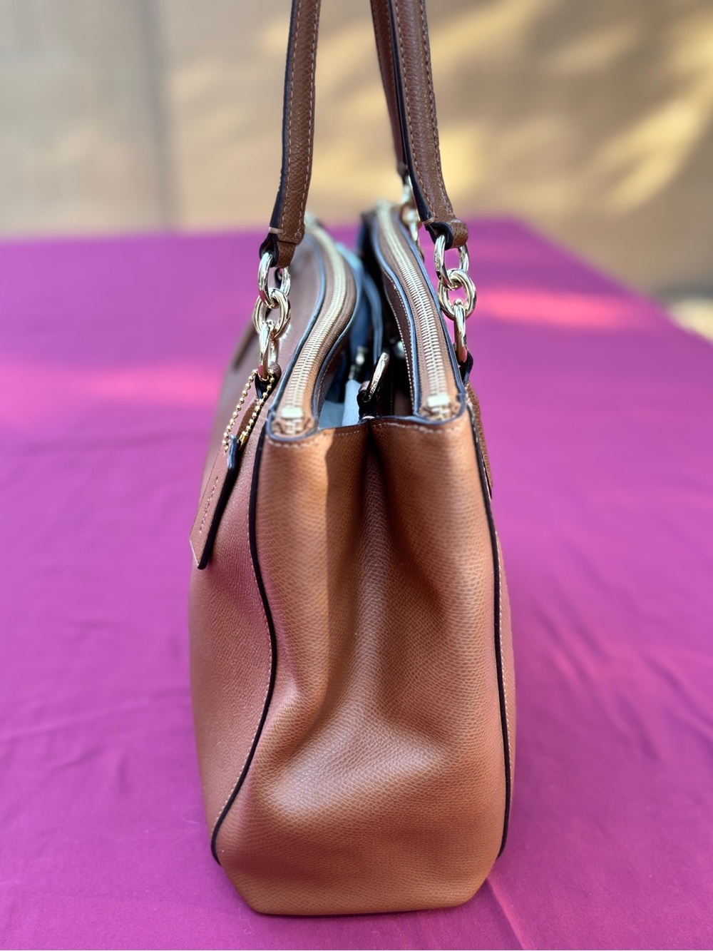 Coach Christie Carryall Brown Leather Satchel Shoulder Bag + Crossbody Strap - Picture 3 of 10